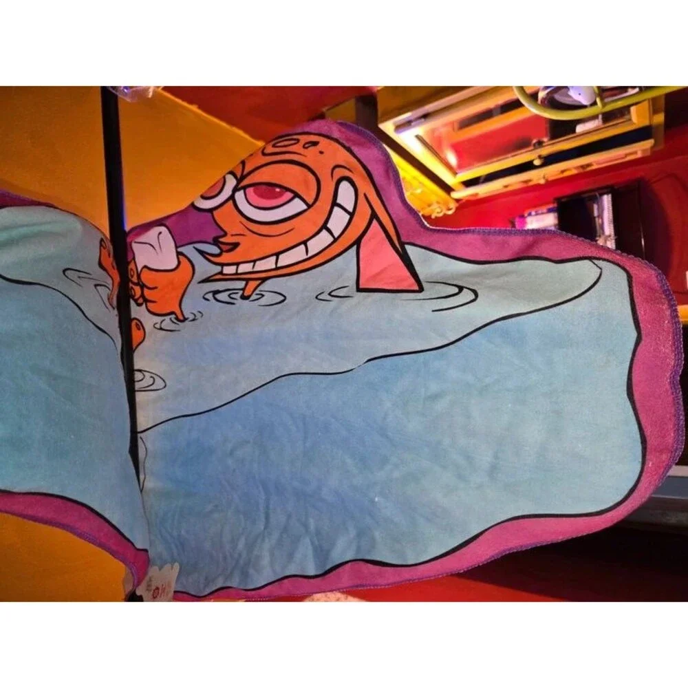 Ren and Stimpy Fleece towel Nick Box 90s Vintage Cartoon CultureFly NWT